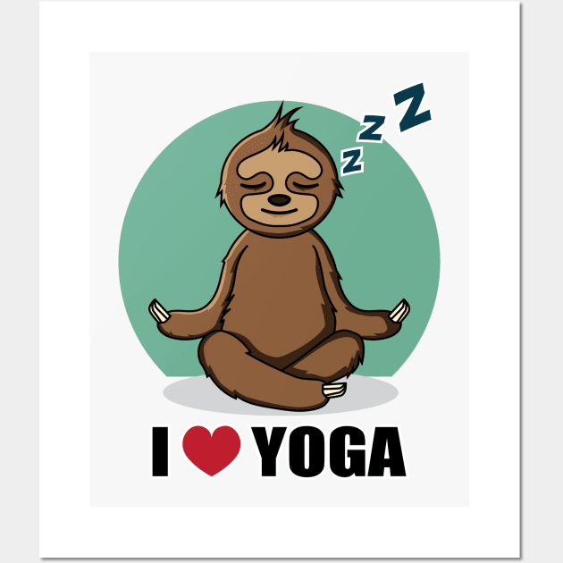 Funny Yoga Sloth Wall Art by mounier